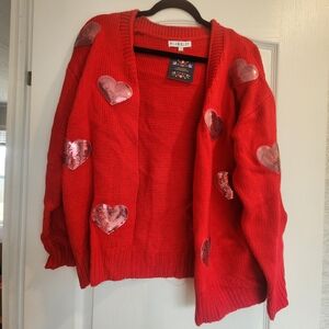 Blakeley Designs Women's Red Heart Cardigan Size L/XL BNWT